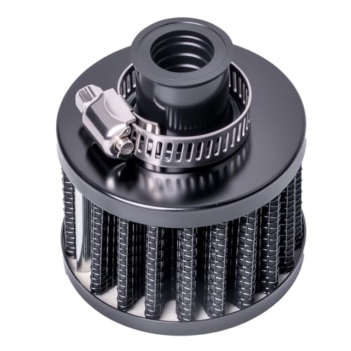 Oil Catch Can, 300ML Baffled Oil Can with Breather Filter, Universal Aluminum Air Oil Separator Breather Tank with 3/8" ID Fuel Hose Kit,Crankcase Ventilation System for Car Engine Protection - view 5