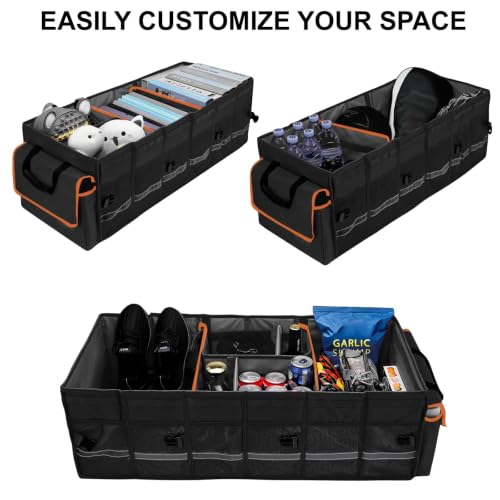 Car Trunk Organizer and Storage with Lid & Removable Leakproof Cooler Bag, Car Accessories 6 Removable Dividers for Custom Space, Collapsible Large Trunk Organizers Interior for SUV Sendan with Cover - view 4