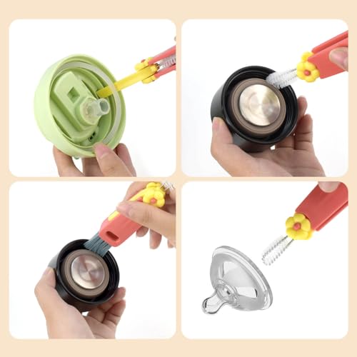3 Pcs 3 in 1 Cup Lid Cleaning Brush Crevice Cleaning Brush for Bottle Gap 3 in 1 Cleaning Brushes for Tight Spaces Multifunctional Portable Cup Lid Cleaner Home Kitchen Cleaning Tools (Green Blue Red) - view 3