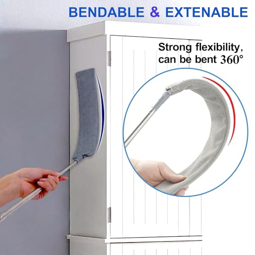 Retractable Gap Dust Cleaner with Extension Pole, Cleaning Tools with 2 Microfiber Dusting Cloths, Washable Extendable Long Handle Gap Dusters for Sofa Bed Furniture Bottom (2pcs Duster Cloths) - view 2