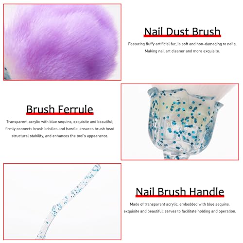 3pcs Dust Brush for Acrylic Nails Large Powder Brush Makeup Brush Nail Duster Brush Acrylic Nail Brush Cleaner Nail Art Brushes Manicure Brush for Cleaning Nail Art Tools - view 6