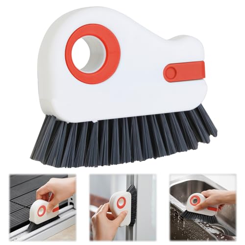 2 in 1 Groove Cleaning Brush, Grout Cleaner Tool & Multifunction Window Track Cleaner (with Hidden Scraper or Mini Dustpan) – for Glass Door Tracks, Window Sills, Sliding Doors (Orange) - view 7
