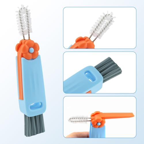 3 Pcs 3 in 1 Cup Lid Cleaning Brush Crevice Cleaning Brush for Bottle Gap 3 in 1 Cleaning Brushes for Tight Spaces Multifunctional Portable Cup Lid Cleaner Home Kitchen Cleaning Tools (Green Blue Red) - view 4