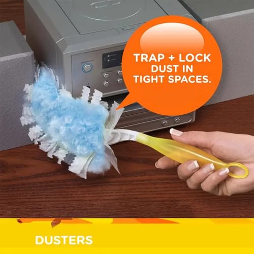 Disposable Duster,10 Pcs Multi-Surface Duster Electrostatic Replacement Head Detachable Handle, 180 Degree Dusters Refills, for Cleaning Home, Office, Blinds, Ceiling - view 3