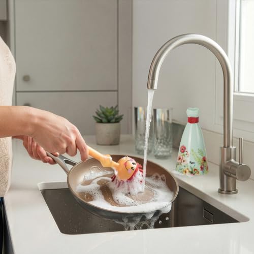 Dolls Dish Brush with Holder for Dishes - Green, Red - view 2