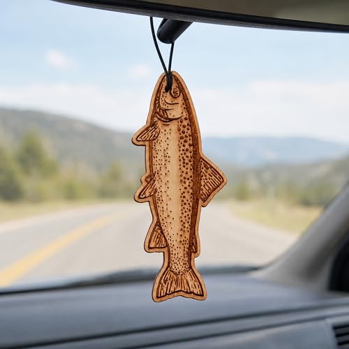 Trout Car Air Freshener Kit, Cool Breeze Scent, Refillable Wood Hanging Diffuser with 30 mL Fragrance Oil - view 5