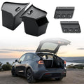 Tesla Model Y Juniper Trunk Organizer Set, 2 Trunk Storage Bins with TPE Lid + 2 Rear Trunk Organizer Hooks, Rear Trunk Side Storage Box for Model Y Juniper 2025 2026 Interior Accessories