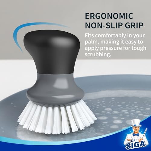 Dish Scrub Brush, Palm Brush Dish Scrubber, Gray, Pack of 2 - view 3