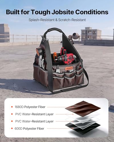 Tool Bag, 13 Inch, 45-Pocket Open Top Tool Tote, Electrical Maintenance Toolbox Organizer Storage with Handle, Adjustable Shoulder Strap, Portable Toolbag, for Professionals DIY & Jobsite Use - view 4