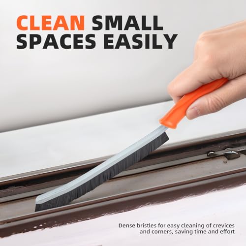 Hard Bristle Crevice Cleaning Brush - Cleaning Supplies - Grout Cleaning Brushes for Household Use - Crevice Cleaning Tool for Bathroom, Home and Kitchen (3, Orange) - view 2