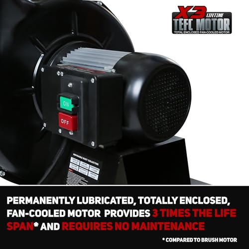 1-1/2 HP Dust Collector, Internal Dust Baffle, 1100 CFM Airflow - view 4