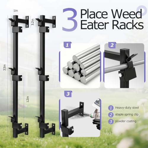 Weedeater Rack for Enclosed Trailer,3 Place Trailer Rack for Lawn Equipment - view 2