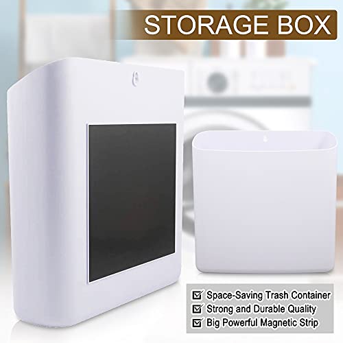 Magnetic Laundry Storage, Large Lint Holder Bin, Space-Saving Trash Container Hanging on Dryer, Washer or Wall Mount (Gray White) - view 7