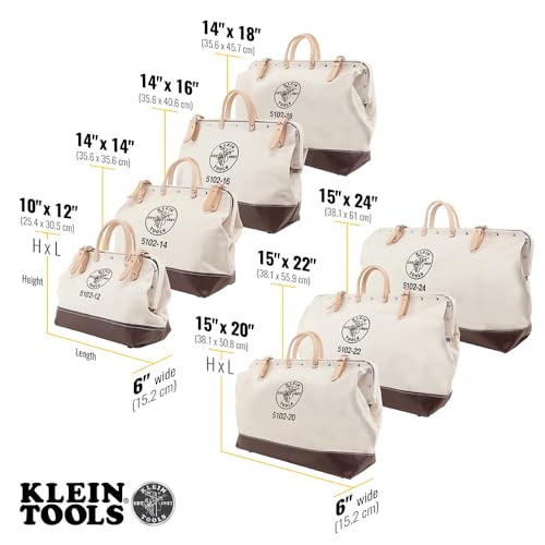 5102-18 Heavy Duty Natural Canvas Tool Bag, Tool Tote, Multi-Purpose Bag with Wide Hinged Opening and Leather Handles, 18-Inch - view 2