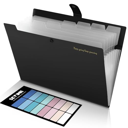 Accordion File Organizer, Expanding File Folder with 8 Pockets, Portable Document Paper Organizer, Letter/A4 Size Filing Folder，School Office Supplies Hospital Bag Essentials Black