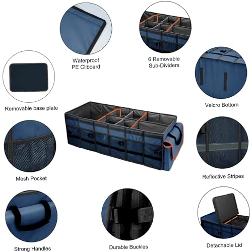 Car Trunk Organizer and Storage with Removable Leakproof Cooler Bag, 6 Removable Dividers for Custom Space, Collapsible Trunk Storage with Non Slip Bottom, Foldable Cover for SUV, Jeep, MPVs - view 6