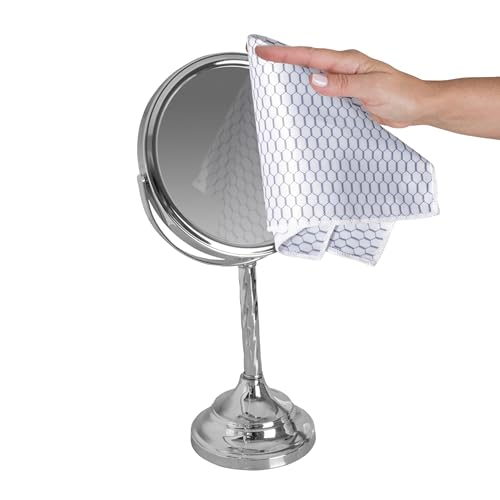Lint-Free Microfiber Glass and Mirror Cleaning Cloths, White/Black (Set of 2) - view 6
