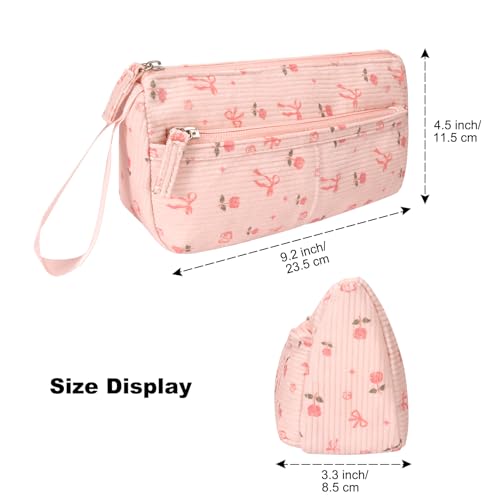 Pencil Case, Corduroy Triangle Makeup Bag Kawaii Pen Bag Pouch - view 3