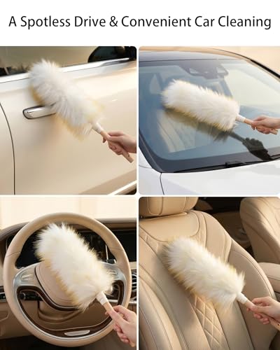 2Ft Pure Lambswool Duster with Solid Wood Handle, Non-Scratch Dusting Wand with Natural Lanolin for Cleaning Ceiling Fans, Window Blinds, Keyboards and Dashboards (Gradient Yellow, 2Ft) - view 5