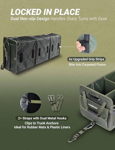 Heavy Duty Trunk Organizer with Lid for SUV & Truck (XL, Green) - view 5