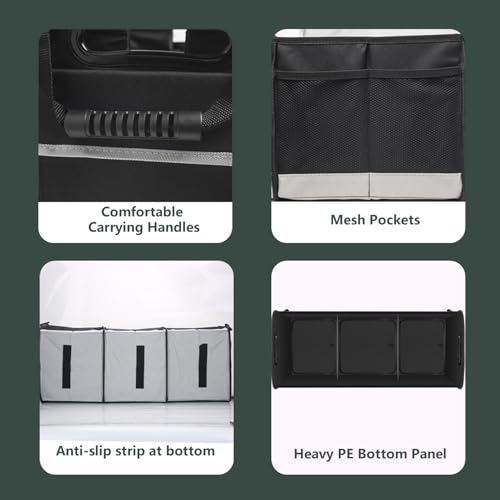 Trunk Organizer - 95L Extra Large Capacity SUV Cargo Storage, Collapsible Waterproof Design with Non-Slip Bottom & Retractable Straps, Car Organizers for SUV, Truck, Sedan - view 3