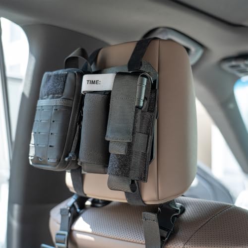 Car Headrest Organizer MOLLE Panel for Vehicle Seat Back EDC Pouch Tool Holster Bag Gadget Holder Backpack Insert Panel Tactical Gear Rack Truck Equipment Plate Modular Storage Shelf - view 6