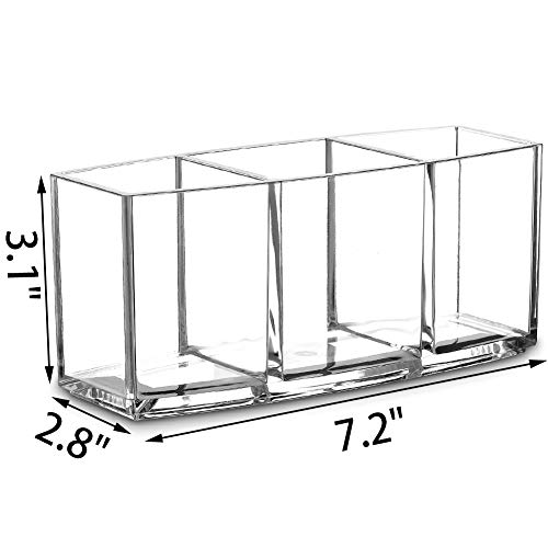 Acrylic Makeup Brush Organizer Holder Clear Cosmetic Brushes Storage with 3 Slots - view 4