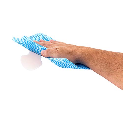 RW Clean 23.6 x 11.8 Inch Reusable Cleaning Cloths 10 Wipes All-Purpose Dish Wipes- Durable Machine-Washable Blue Viscose Disposable Cloths Pre-Cut Rectangle
