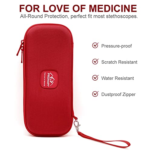 Hard Stethoscope Case, Large Stethoscope Carrying Case with ID Slot, Compatible with 3M Littmann/ADC/Omron/MDF Stethoscope Includes Mesh Pocket for Nurse Accessories (Fire Red) - view 2