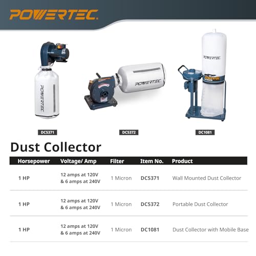 1 HP Dust Collector with 1 Micron Dust Collector Bags and Mobile Base, Dust Collectors with 800 CFM for Woodworking Dust Collection System (DC1081) - view 7