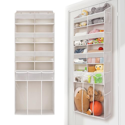 Extra Large Over The Door Organizer with Clear Pockets - 8 Compartments & XL Bottom Storage, Heavy-Duty Hanging Organizer for Bathroom, Bedroom, Closet (57 Inch Height). - view 5