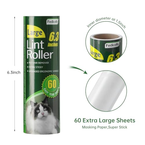 Large Lint Rollers Pet Hair Extra Sticky Furniture,Cat Dog Hair Remover Laundry Clothes Carpet,6.3 inches Wider with 320 Sheets Giant Lint Remover Brush for Couch - view 3