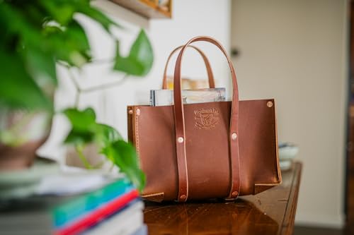 Buffalo Leather Tote Tool Bag For Hand Tools, Gardening, Outdoorsmen, Heavy Duty Premium Storage Leather Organizer - USA (Golden Brown) - view 2
