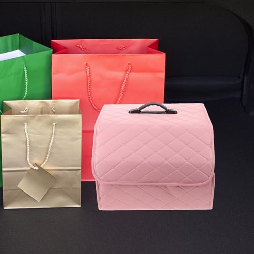 Foldable Car Trunk Organizer Box for Easy Storage Pink Artificial Leather - view 7