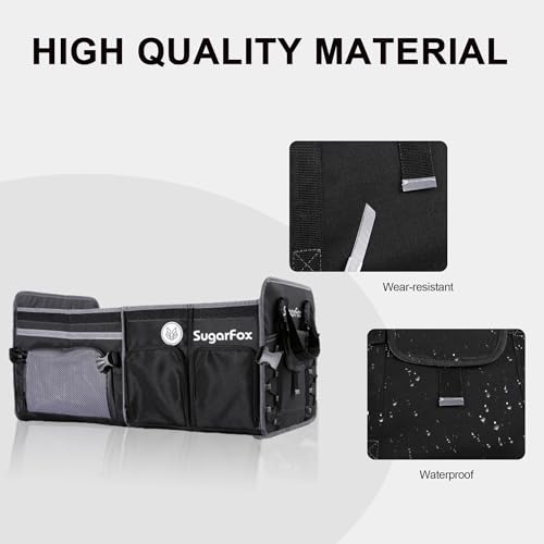 Bold Color Block Trunk Organizer, Foldable with 26L Ice Pack,95L Dedicated Shoe Space, Stylish for SUV/Car (Black, Midsize) - view 2