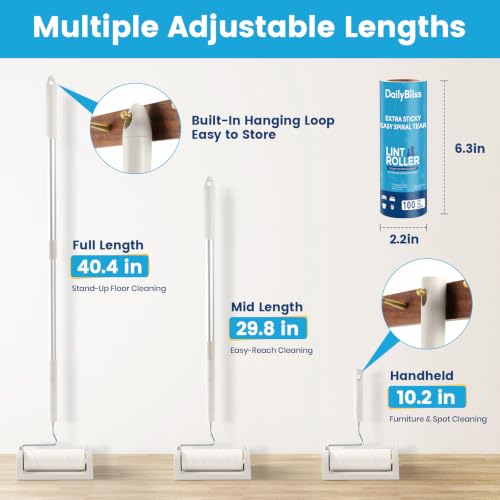 Extra Sticky Long Handle Lint Roller for Pet Hair, Floor - view 4