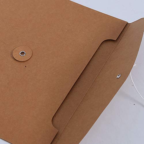 Kraft String Envelope File Folder Project Pockets File Jacket Document Organizer Flat-No Expansion A4 Letter Size (Kraft Brown, Pack of 5) - view 6
