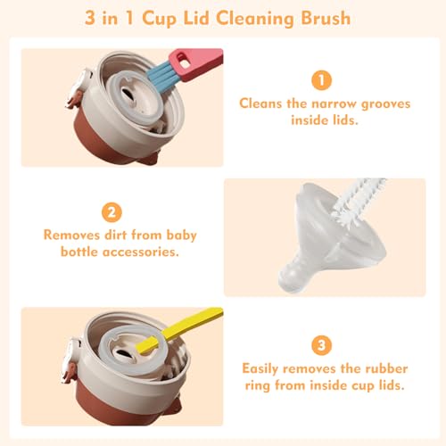 3 in 1 Cup Lid Cleaning Brush, Portable Cup Cleaner Brush, 2024 New Water Bottle Cleaner Brush, 3 in 1 Multifunctional Cleaning Brush for Home Kitchen Cleaning Tools（3PCS） - view 2