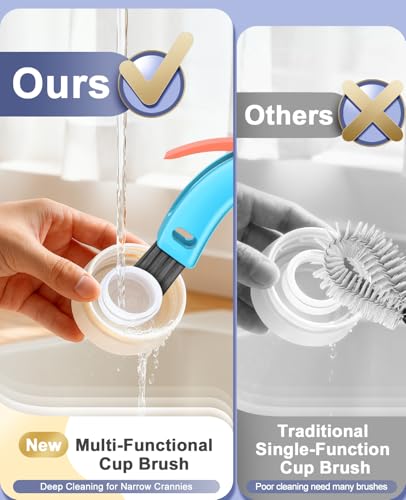 3 in 1 Cup Lid Cleaning Brush 3 PCS - Multifunctional Cleaning Brush Set for Tight Spaces, Bottle Gaps & Travel Mugs | Portable Durable Cup Lid Cleaner Tools (Multicolor) - view 5
