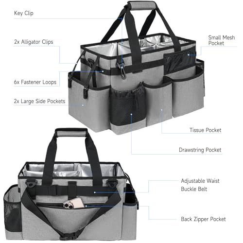 Cleaning Caddy Bag, Large Cleaning Bag for Housekeepers, Rose Gray - view 3