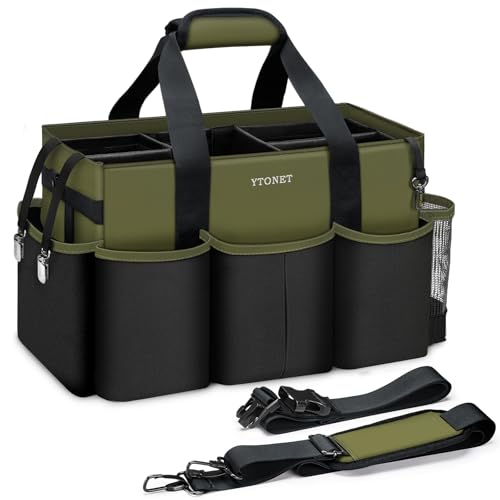 Foldable Cleaning Supply Caddy, Wearable Cleaning Tote with Dividers