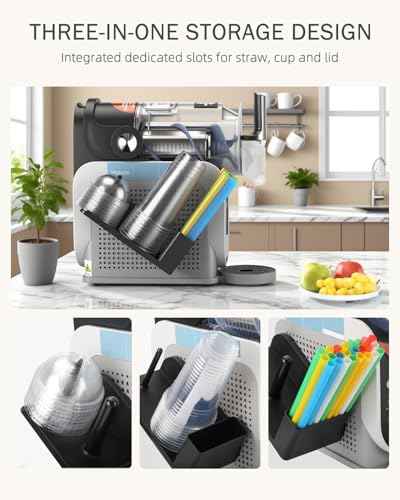 Cup Organizer for Ninja Slushie Machine FS301 & FS300-3-in-1 Side-Mounted Holder for Cups, Lids & Straws - Accessories for Ninja Slushie Machine - view 4