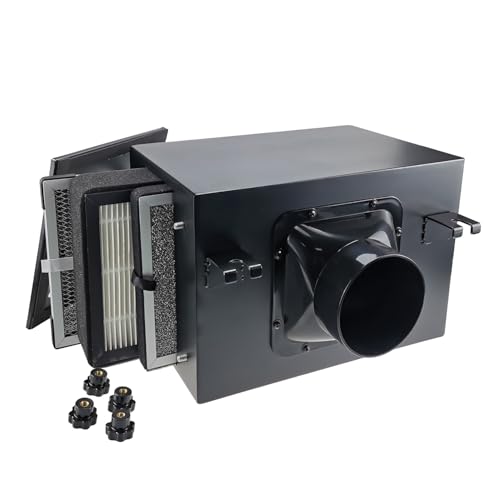 6 in Filter Box for Fresh Air Ventilation System - 3-Layer HEPA Activated Carbon Filtration, Galvanized Steel Inline Housing Compatible with HVAC & 6 Inch Inline Duct Fans