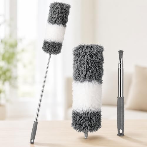 1 Pack Extendable Microfiber Duster, Long Dusting Wand for Ceilings, Gray