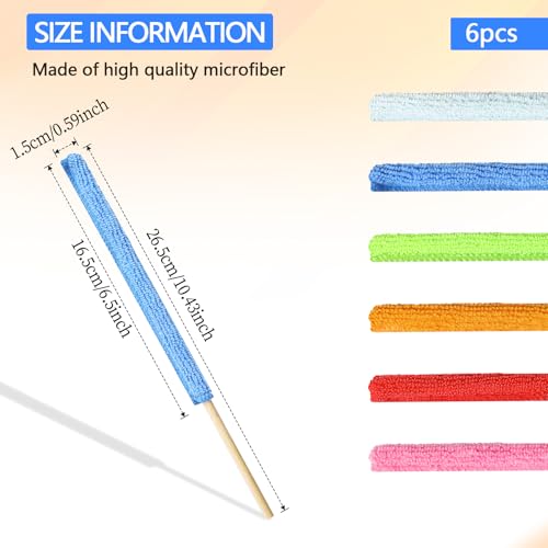 6 Pcs Mini Dusters for Cleaning Microfiber Detail Duster Sticks Fan Cleaning Brush Crevice Cleaning Tool AC Vent Cleaner Fan Blade Cleaner Dusters for Cleaning Home Car Window Blind - view 2