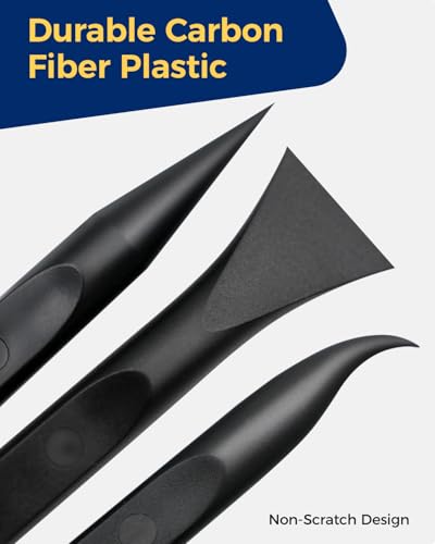 12Pcs Plastic Scraper Tool, Crevice Cleaning Tool, Non-Scratch Car Detailing Supplies for Cleaning, Versatile Label/Sticker Remover & Peeler Tool for Tight Spaces (Black-12Pcs) - view 3