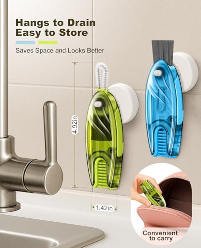 4 in 1 Cup Lid Gap Cleaning Brush Set 2 Pcs - Multifunctional Bottle Cleaning Brush Tools for Home Kitchen and Travel Cleaning | Portable Silicone Cup Lid Cleaner in 2 Colors - view 7