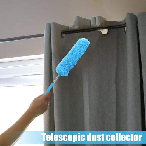 Fiber Dusting Brush, Multifunctional Extendable Dusting Wand, Washable Ceiling Duster, Cobweb Ceiling Duster with Extension Pole, Cleaning Feather Dusters for Cleaning Ceiling Fan Furniture - view 4