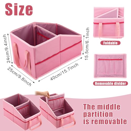 Passenger Seat Organizer, Collapsible Car Storage for Console Front/back Seat with Multi-pockets Car Caddy Organizer Suv Truck for Kids Adults Accessories(Pink,2 Compartments) - view 3