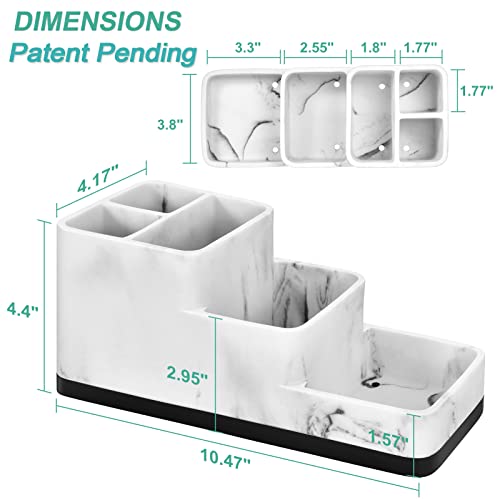 Bathroom Organizer Countertop Sink, Toothbrush Holder Counter, White Resin - view 5